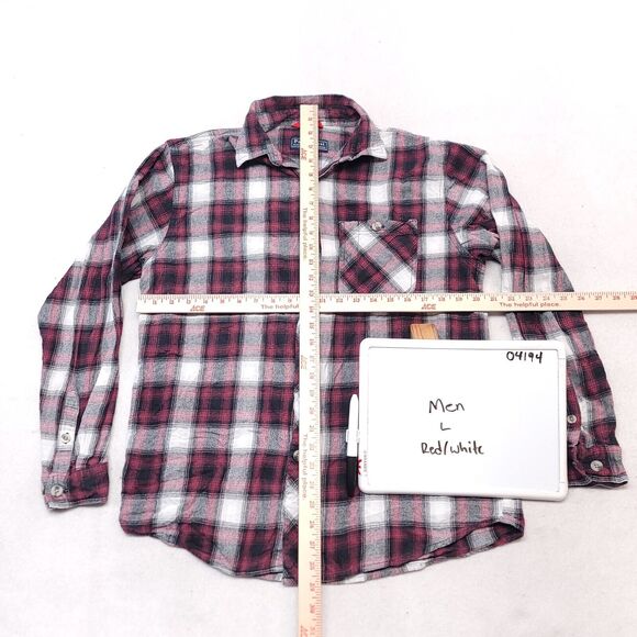 Pacific Crest Tartan Flannel Long Sleeve Button Shirt Mens Size L Red White - Picture 6 of 10